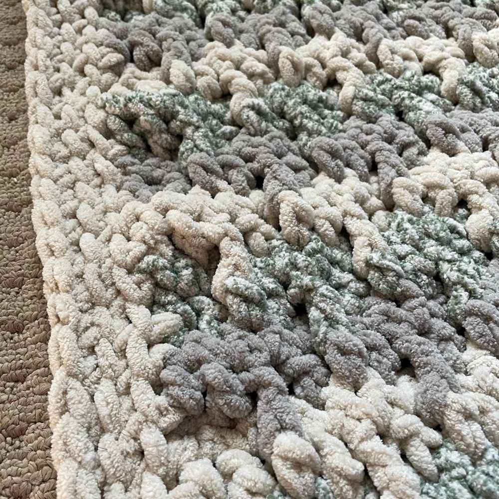 Handmade Jump Stripe Soft Squishy Multicolored Crochet Nursery Baby Blanket - Picture 4 of 7